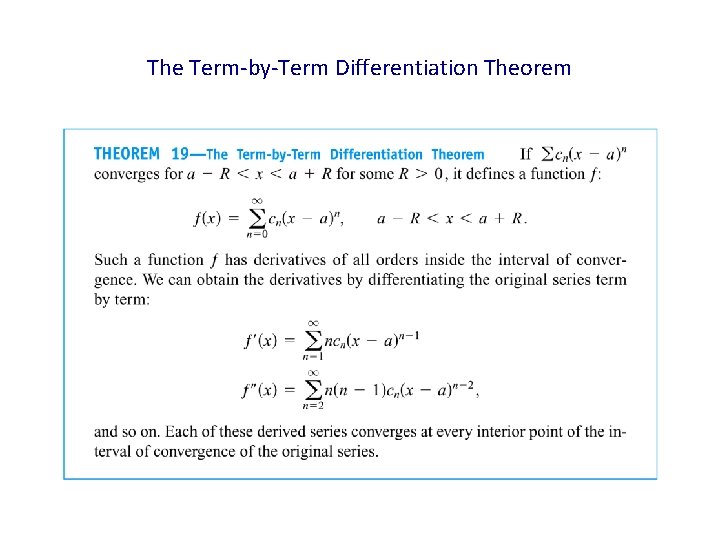 The Term-by-Term Differentiation Theorem 
