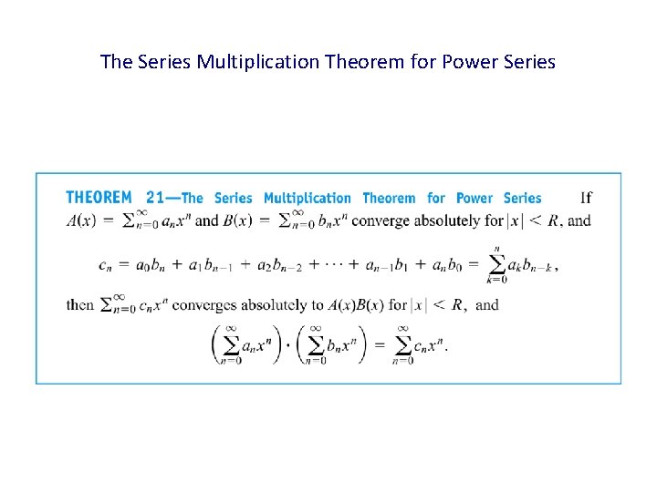 The Series Multiplication Theorem for Power Series 
