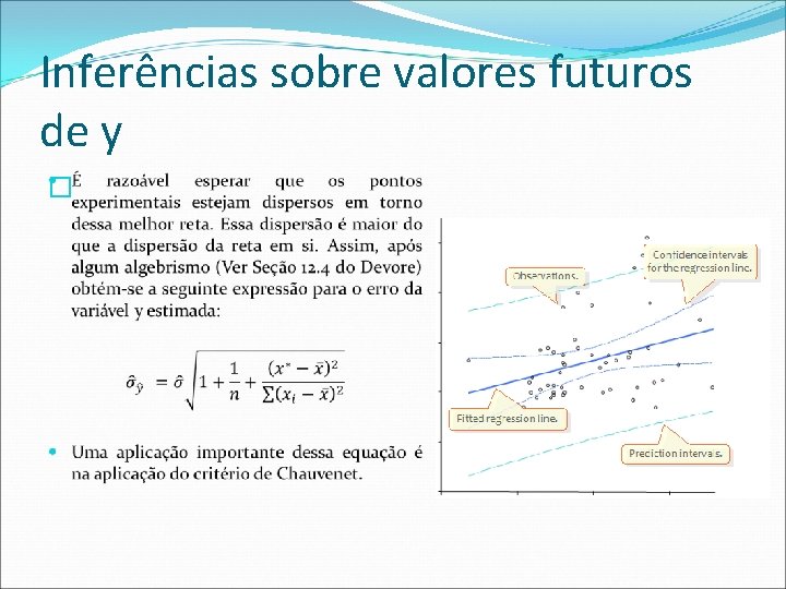 Inferências sobre valores futuros de y � 