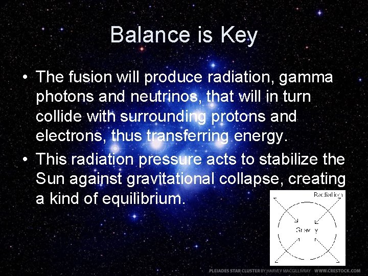 Balance is Key • The fusion will produce radiation, gamma photons and neutrinos, that