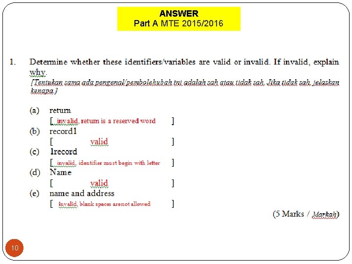 ANSWER Part A MTE 2015/2016 10 