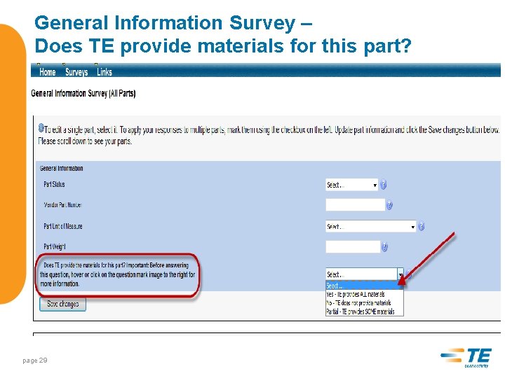 General Information Survey – Does TE provide materials for this part? page 29 