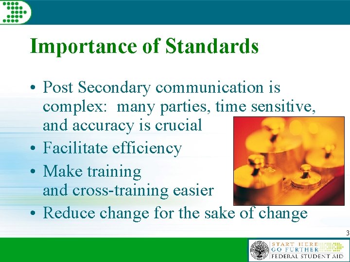 Importance of Standards • Post Secondary communication is complex: many parties, time sensitive, and