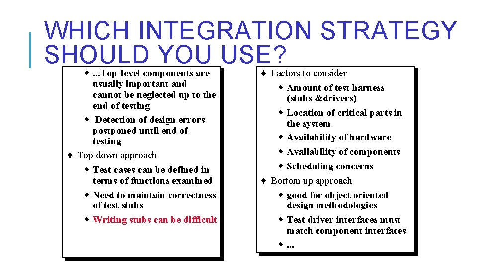 WHICH INTEGRATION STRATEGY SHOULD YOU USE? w. . . Top-level components are usually important
