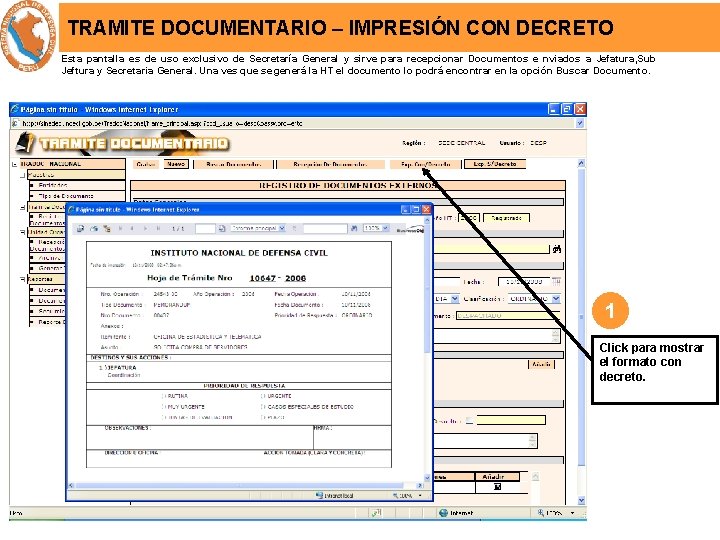 TRAMITE DOCUMENTARIO – IMPRESIÓN CON DECRETO Esta pantalla es de uso exclusivo de Secretaría