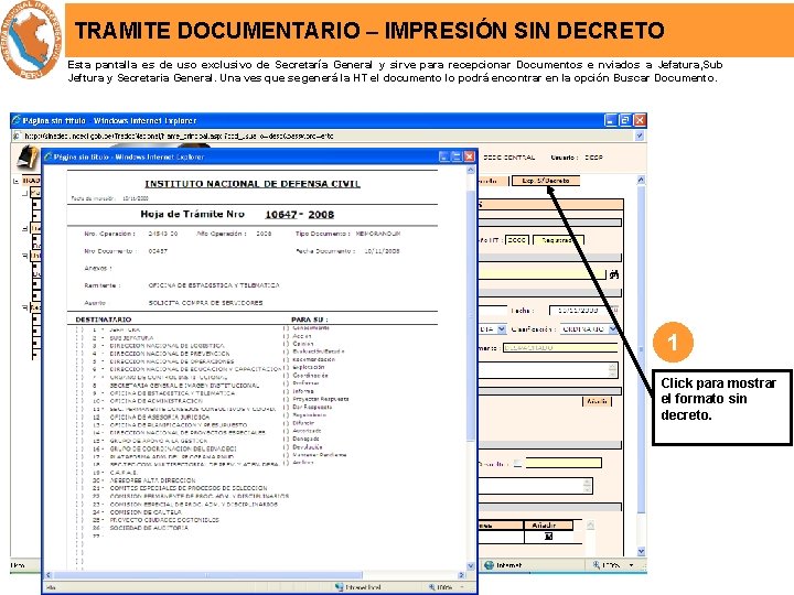 TRAMITE DOCUMENTARIO – IMPRESIÓN SIN DECRETO Esta pantalla es de uso exclusivo de Secretaría