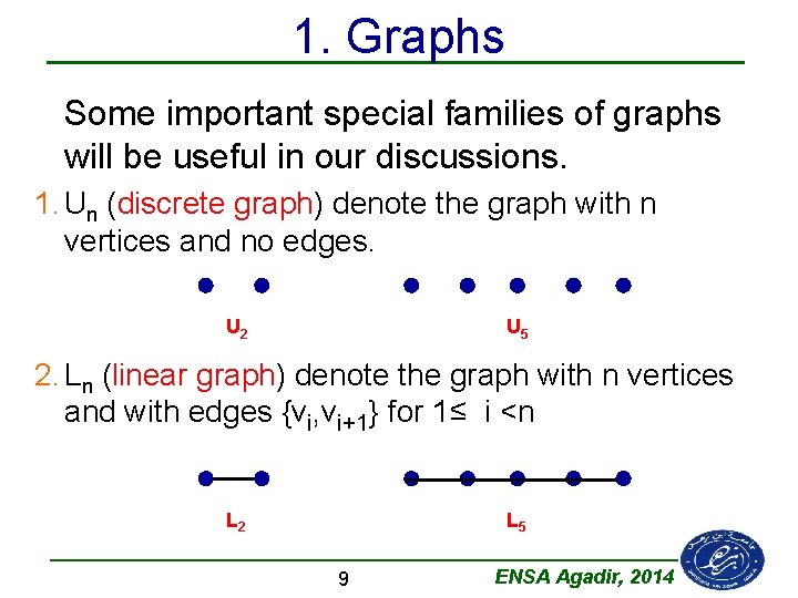 1. Graphs Some important special families of graphs will be useful in our discussions.