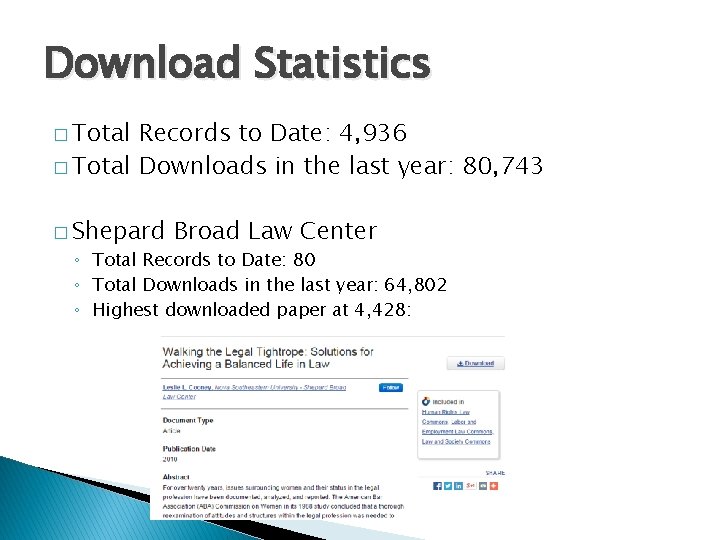 Download Statistics � Total Records to Date: 4, 936 � Total Downloads in the