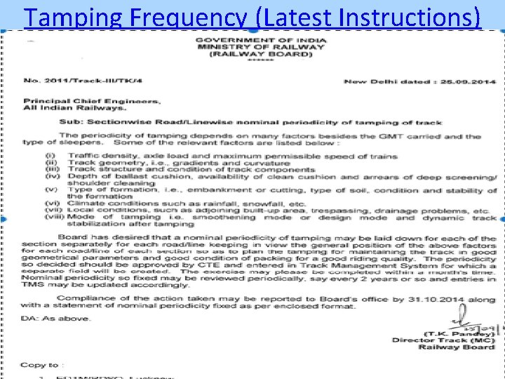 Tamping Frequency (Latest Instructions) 