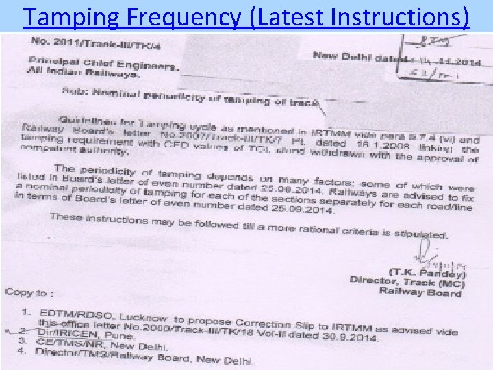 Tamping Frequency (Latest Instructions) 