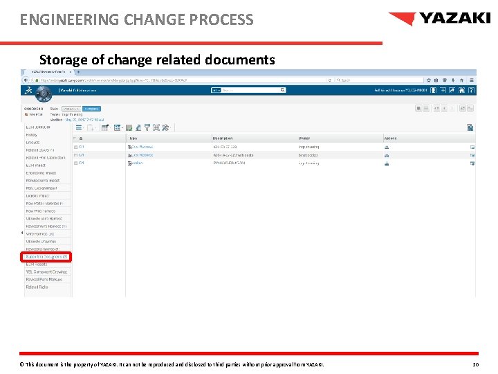 ENGINEERING CHANGE PROCESS Storage of change related documents © This document is the property