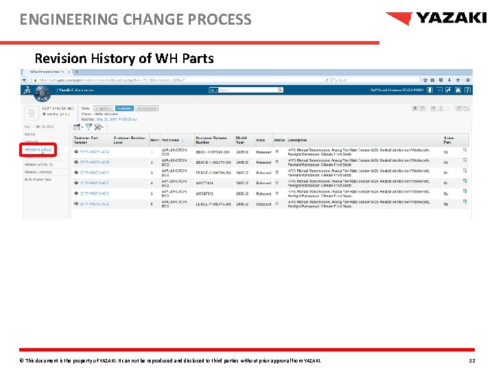 ENGINEERING CHANGE PROCESS Revision History of WH Parts © This document is the property