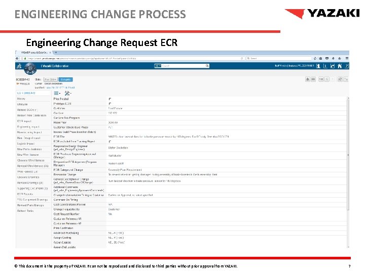 ENGINEERING CHANGE PROCESS Engineering Change Request ECR © This document is the property of