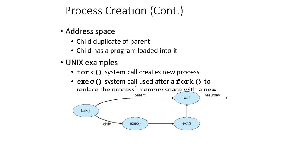 Process Creation (Cont. ) • Address space • Child duplicate of parent • Child