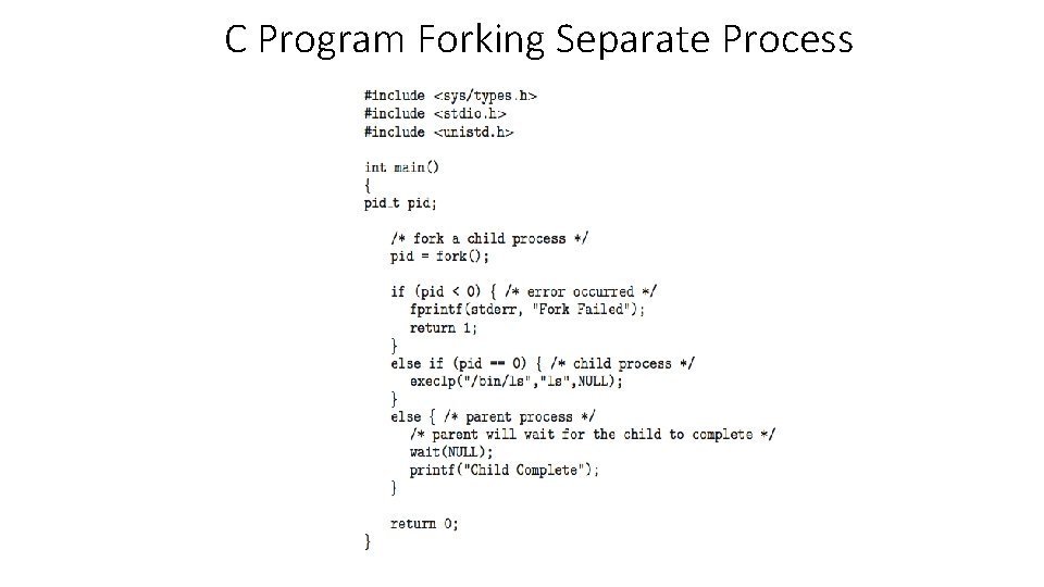 C Program Forking Separate Process 