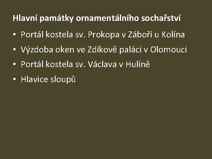 Hlavní památky ornamentálního sochařství • Portál kostela sv. Prokopa v Záboří u Kolína •