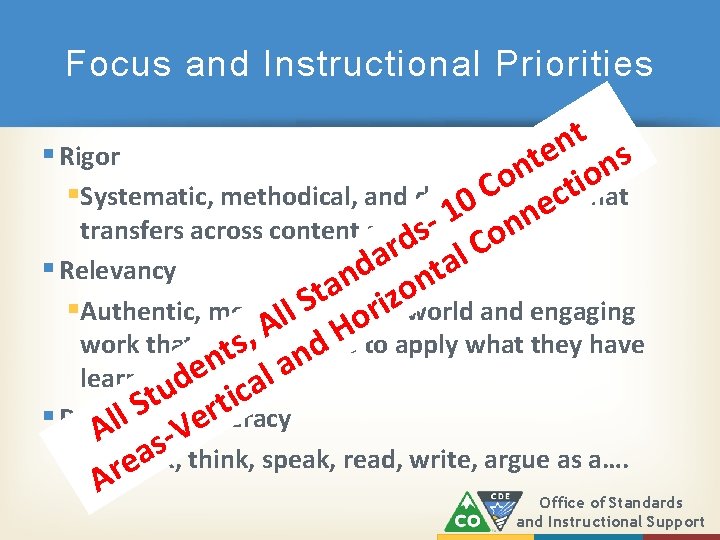 Focus and Instructional Priorities t n e § Rigor s t n n io