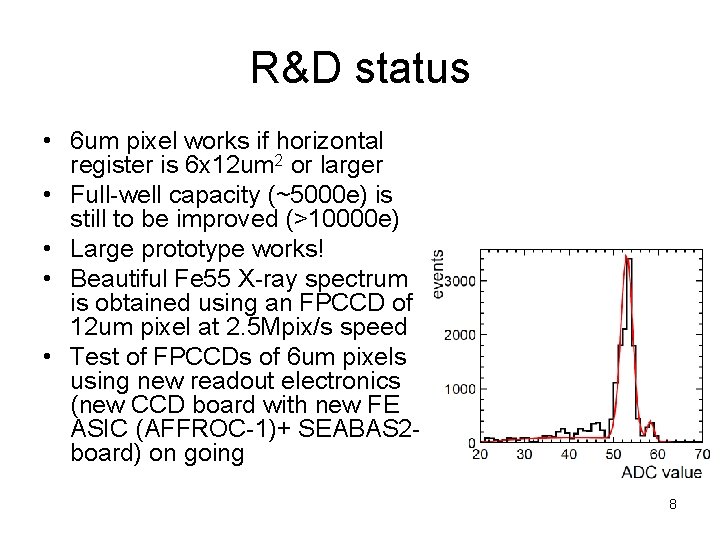 R&D status • 6 um pixel works if horizontal register is 6 x 12