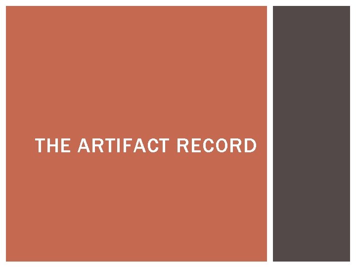 THE ARTIFACT RECORD 