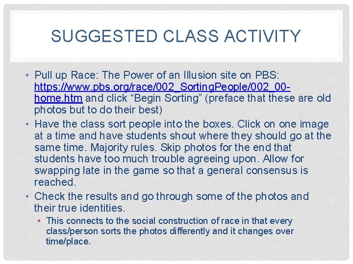 SUGGESTED CLASS ACTIVITY • Pull up Race: The Power of an Illusion site on