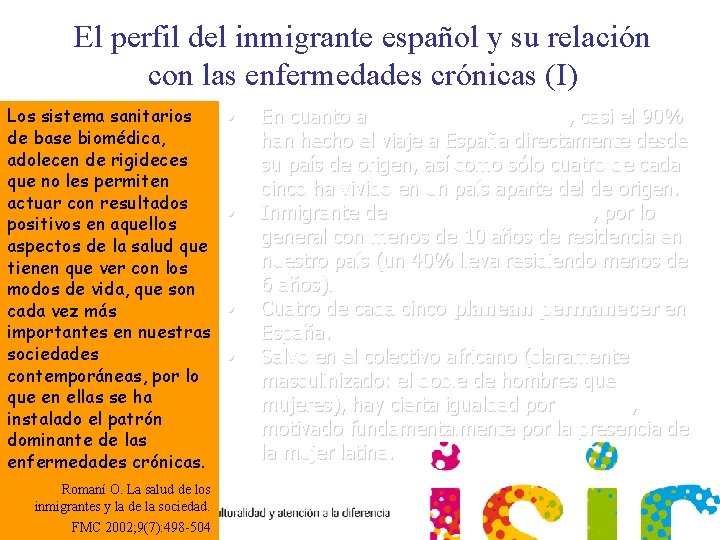 El perfil del inmigrante español y su relación con las enfermedades crónicas (I) Los