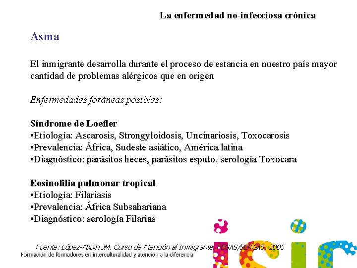 La enfermedad no-infecciosa crónica Asma El inmigrante desarrolla durante el proceso de estancia en