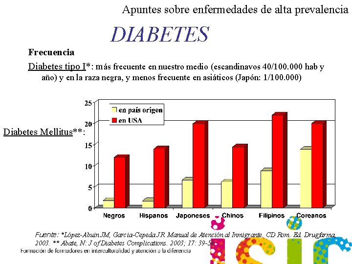 Apuntes sobre enfermedades de alta prevalencia DIABETES Frecuencia Diabetes tipo I*: más frecuente en