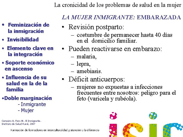 La cronicidad de los problemas de salud en la mujer • Feminización de la