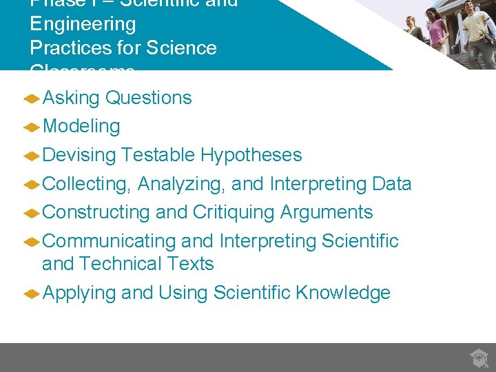 Phase I – Scientific and Engineering Practices for Science Classrooms Asking Questions Modeling Devising Phase I – Scientific and Engineering Practices for Science Classrooms Asking Questions Modeling Devising