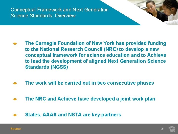 Conceptual Framework and Next Generation Science Standards: Overview The Carnegie Foundation of New York Conceptual Framework and Next Generation Science Standards: Overview The Carnegie Foundation of New York