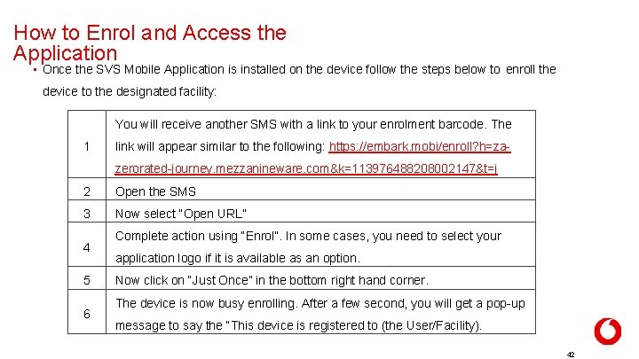 How to Enrol and Access the Application • Once the SVS Mobile Application is How to Enrol and Access the Application • Once the SVS Mobile Application is