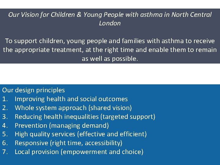 Our Vision for Children & Young People with asthma in North Central London To