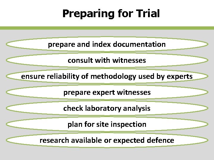 Preparing for Trial prepare and index documentation consult with witnesses ensure reliability of methodology