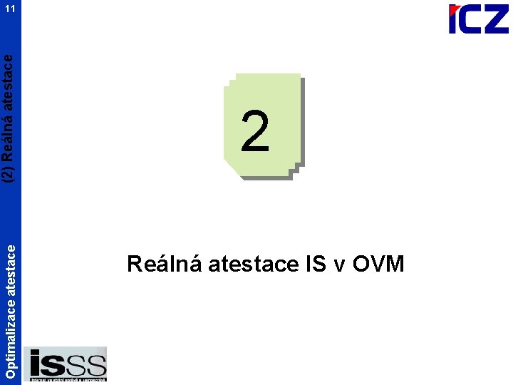 Optimalizace atestace (2) Reálná atestace 11 2 Reálná atestace IS v OVM 