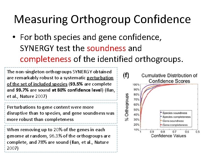 Measuring Orthogroup Confidence • For both species and gene confidence, SYNERGY test the soundness