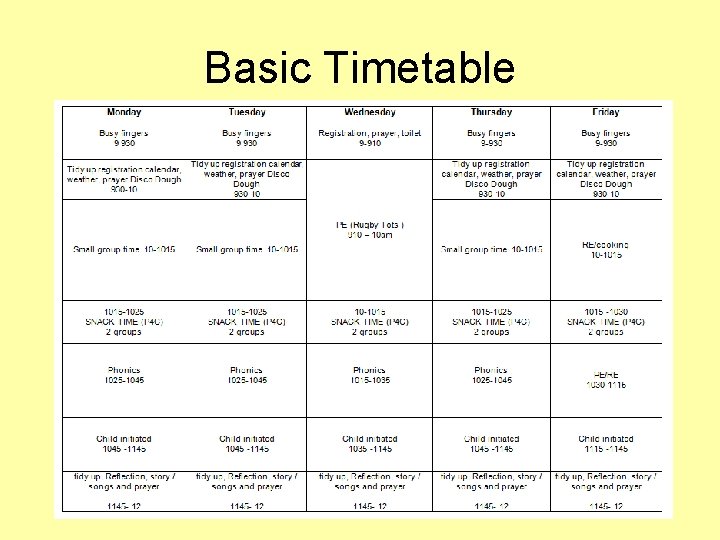 Basic Timetable 