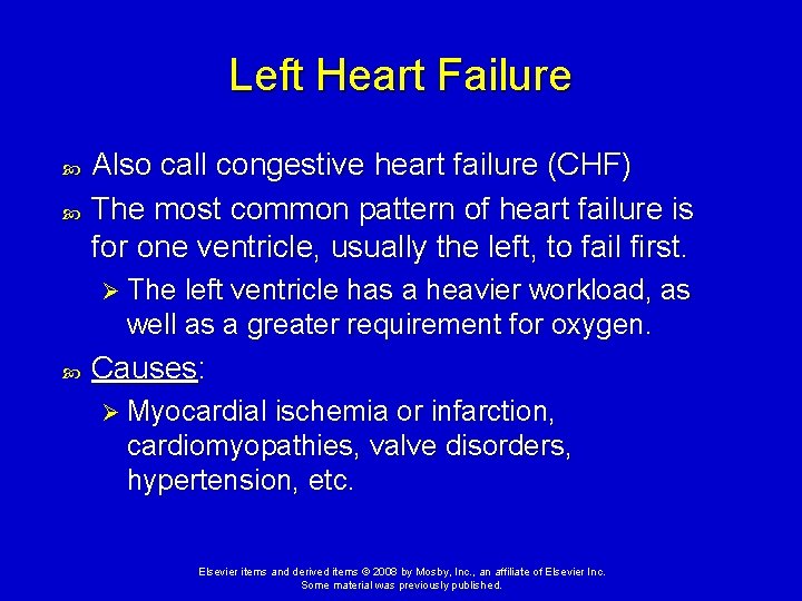 Left Heart Failure Also call congestive heart failure (CHF) The most common pattern of Left Heart Failure Also call congestive heart failure (CHF) The most common pattern of