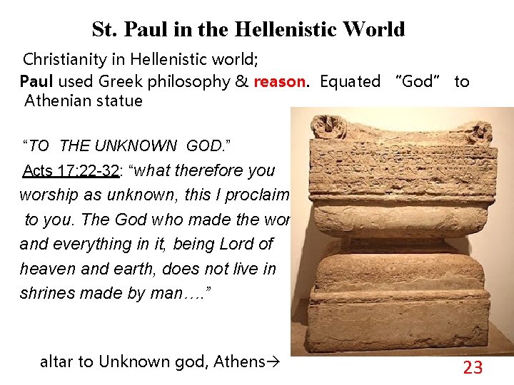 St. Paul in the Hellenistic World Christianity in Hellenistic world; Paul used Greek philosophy