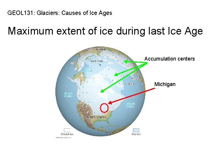 GEOL 131: Glaciers: Causes of Ice Ages Maximum extent of ice during last Ice