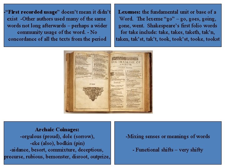-“First recorded usage” doesn’t mean it didn’t Lexemes: the fundamental unit or base of