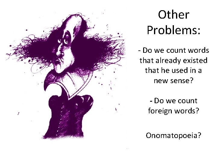 Other Problems: - Do we count words that already existed that he used in