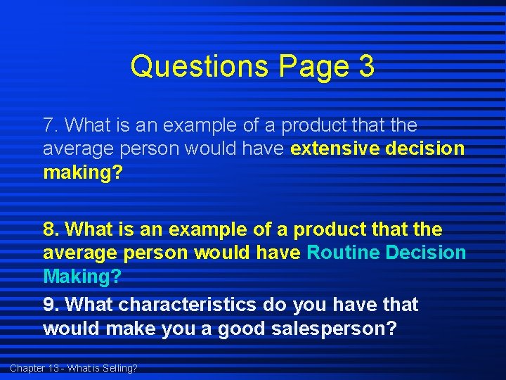 Questions Page 3 7. What is an example of a product that the average