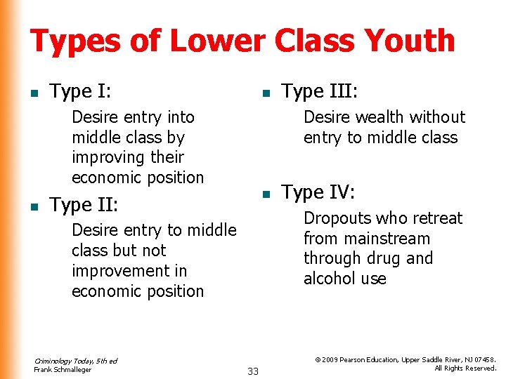 Types of Lower Class Youth n Type I: n Desire entry into middle class Types of Lower Class Youth n Type I: n Desire entry into middle class