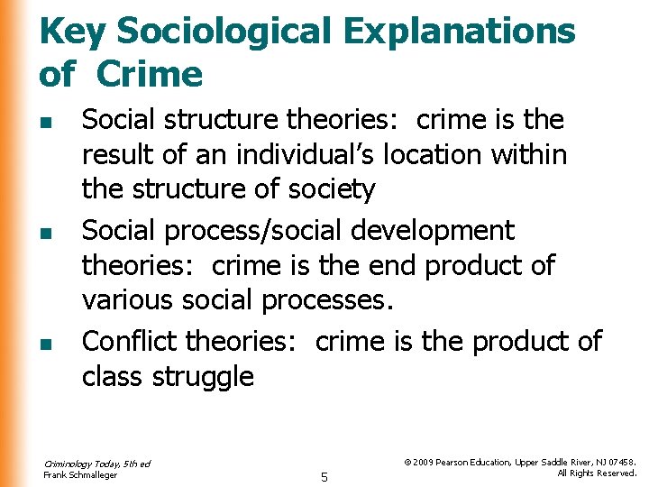 Key Sociological Explanations of Crime n n n Social structure theories: crime is the Key Sociological Explanations of Crime n n n Social structure theories: crime is the