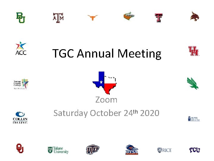 TGC Annual Meeting Zoom Saturday October 24 th 2020 
