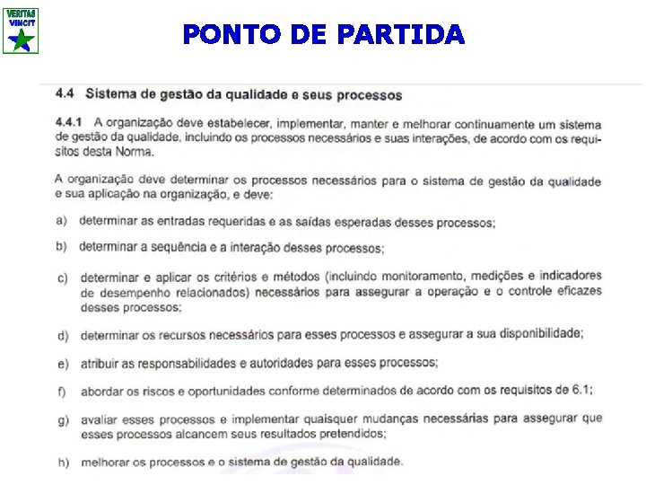 PONTO DE PARTIDA 