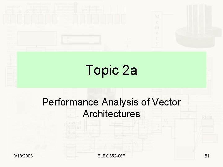 Topic 2 a Performance Analysis of Vector Architectures 9/18/2006 ELEG 652 -06 F 51