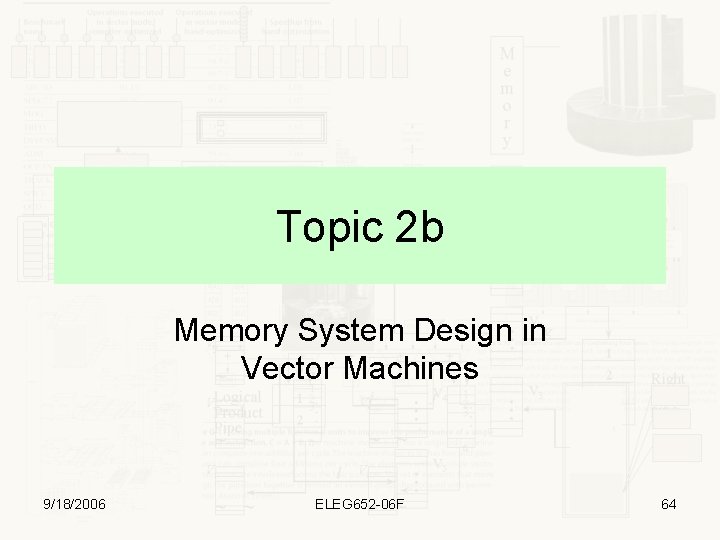 Topic 2 b Memory System Design in Vector Machines 9/18/2006 ELEG 652 -06 F
