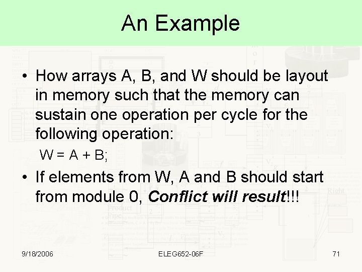 An Example • How arrays A, B, and W should be layout in memory