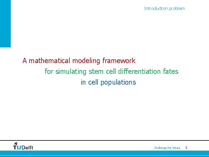 Introduction problem A mathematical modeling framework for simulating stem cell differentiation fates in cell